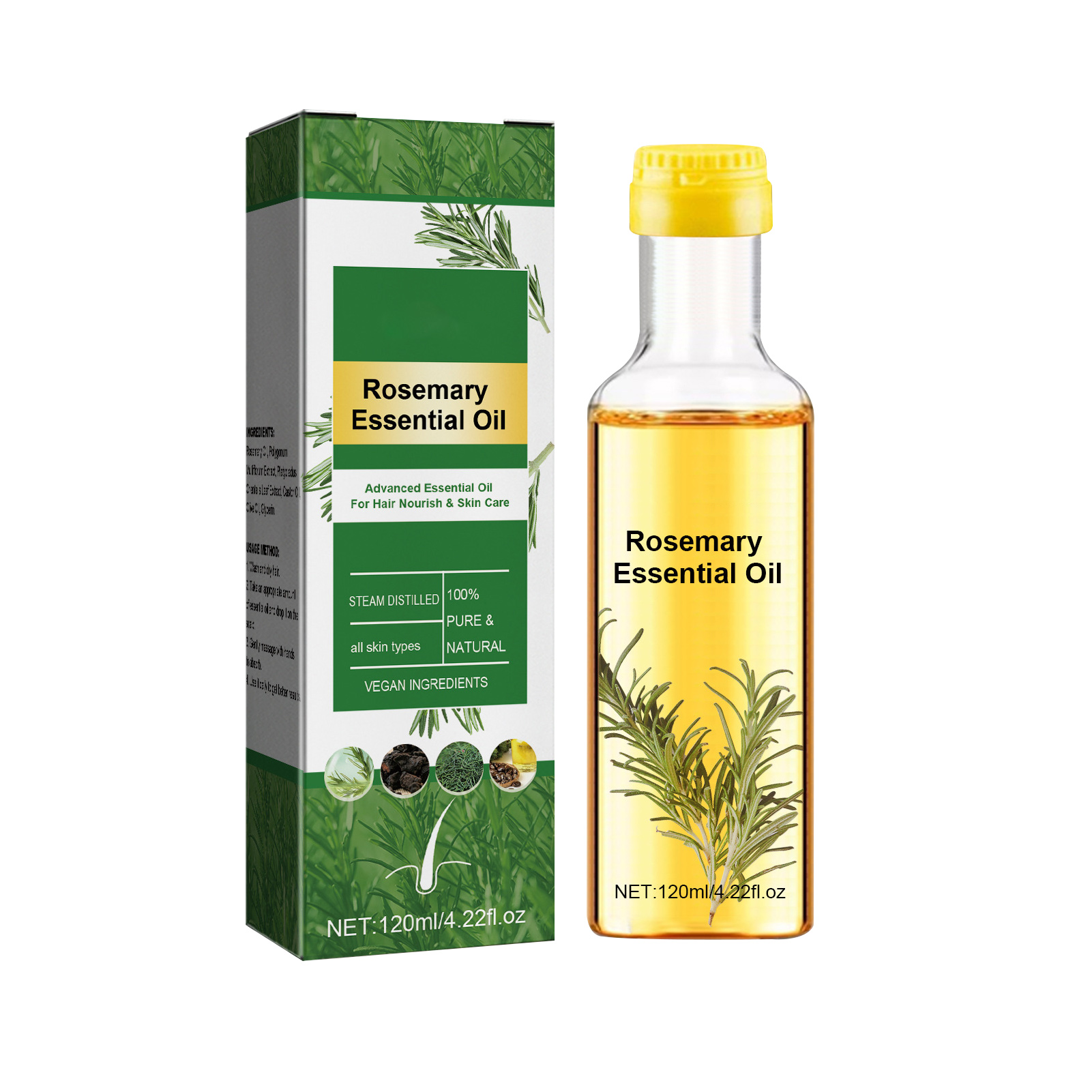 Hair Care Natural Ingredients - Ätherisches Rosmarinöl, ätherisches Rosmarin-Haarpflegeöl, Anti-Frizz-Wachstum, glattes
